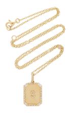 Shay Mini Initial Nameplate Necklace With Baguette Diamond Accents