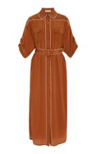 Zimmermann Belted Two-tone Washed Silk Midi Dress