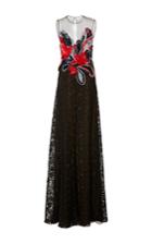 Naeem Khan Sleeveless Chiffon Applique And Lace Gown