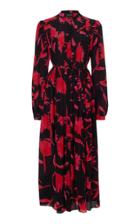 Saloni Remi Floral-patterned Silk-georgette Midi Dress