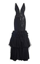 Moda Operandi Jenny Packham Ruffled Sequined Trumpet Dress