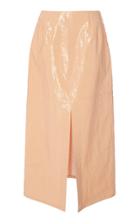 Sally Lapointe Fitted Lacquered Woven Midi Skirt