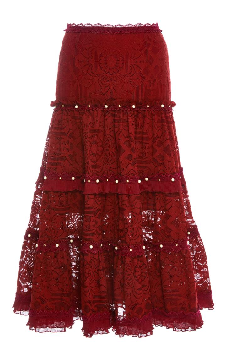Jonathan Simkhai Tower Mesh Lace Studded Skirt