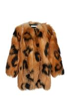 Oscar De La Renta Leopard Intarsia Fox Coat