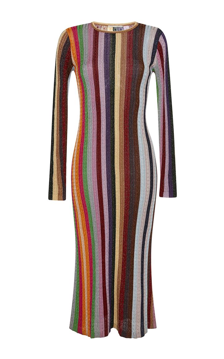 Marco De Vincenzo Astro Lurex Knit Jewel Neck Dress