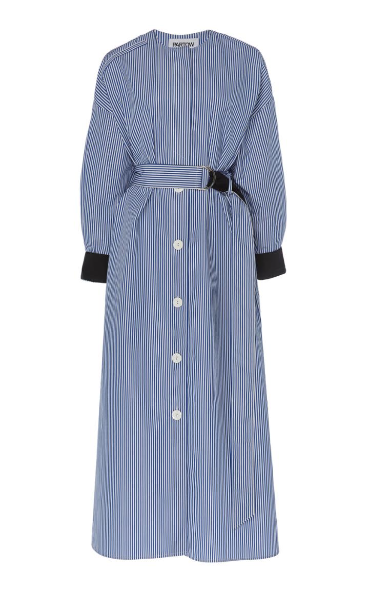 Partow Iris Striped Poplin Midi Shirt Dress