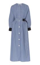 Partow Iris Striped Poplin Midi Shirt Dress