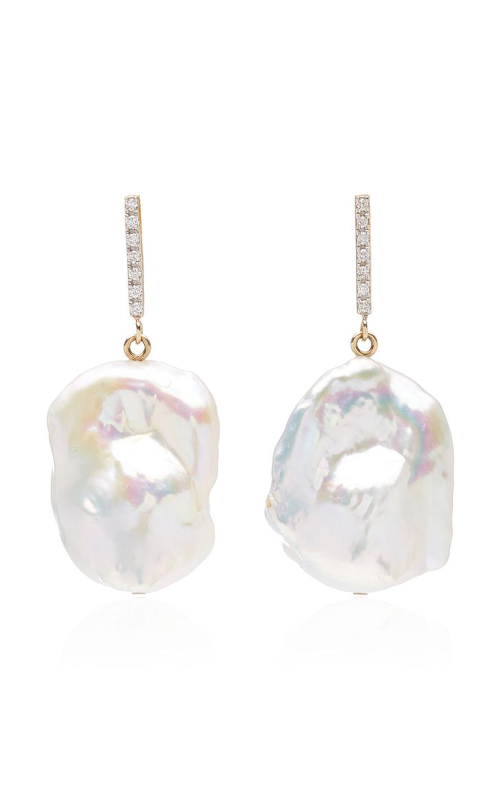 Moda Operandi Mateo 14k Yellow Gold Baroque Pearls And Diamonds Earring
