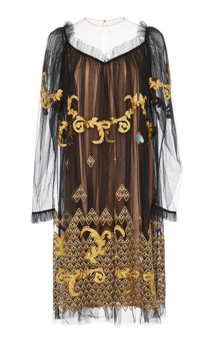 Alena Akhmadullina Ruffle Embroidered Sleeve Dress