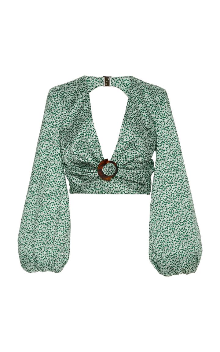 Moda Operandi Significant Other Iris Printed Long Sleeve Crop Top Size: 2