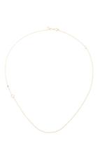 Sydney Evan Yellow Gold Initial Side Oriented Necklace With Diamonds And Sapphire