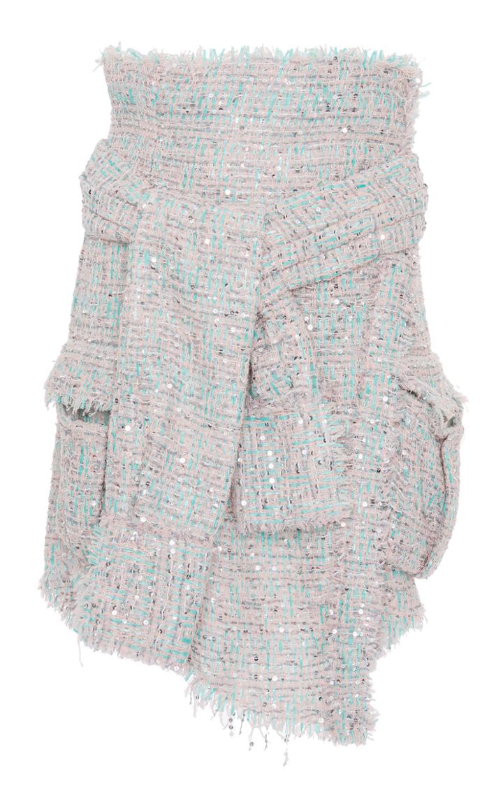 Balmain Knot-detail Multicolored Tweed Skirt