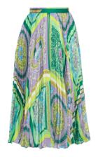 Moda Operandi Versace Pleated Heritage-print Crepe Midi Skirt