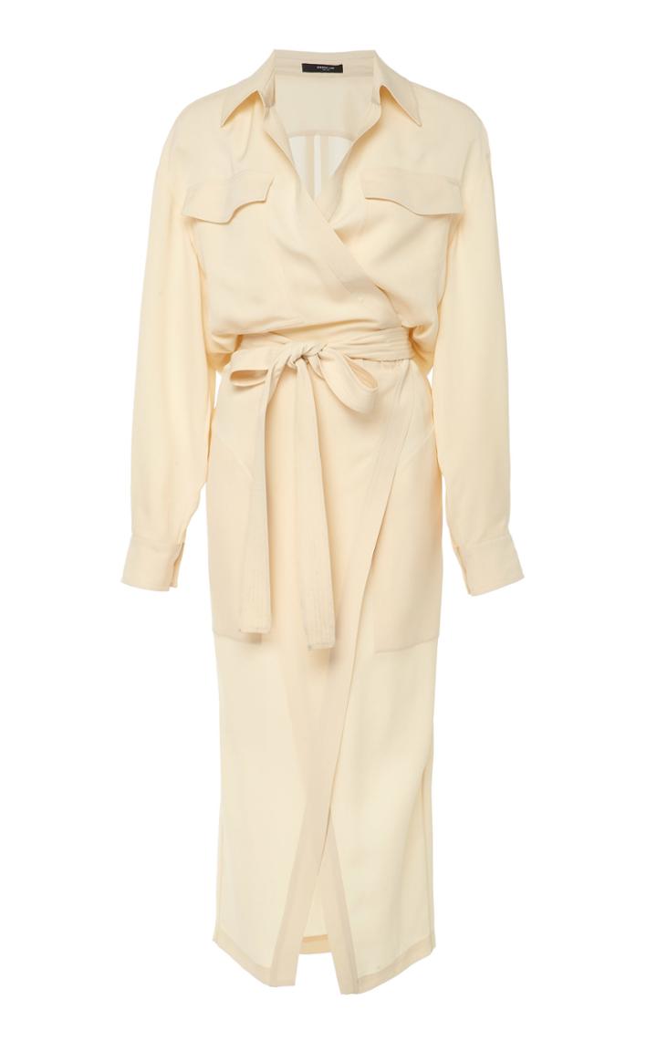 Derek Lam Asymmetrical Silk Placket Shirt Dress With Belt