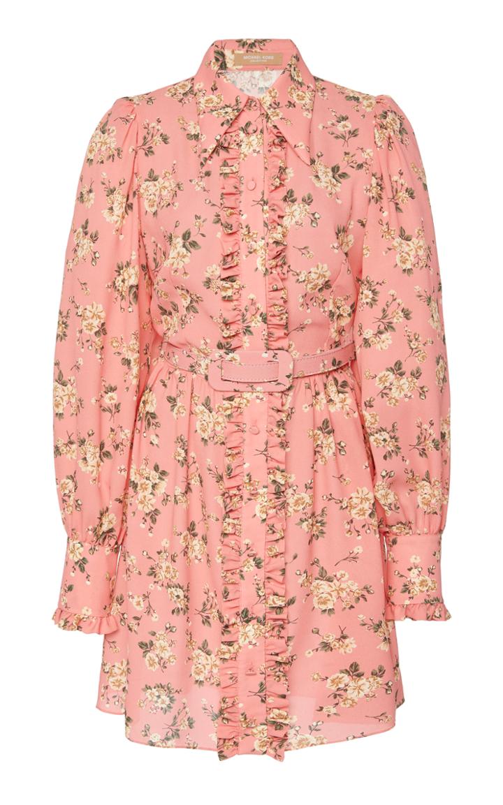 Michael Kors Collection Puff Sleeve Silk Mini Shirt Dress