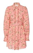 Michael Kors Collection Puff Sleeve Silk Mini Shirt Dress