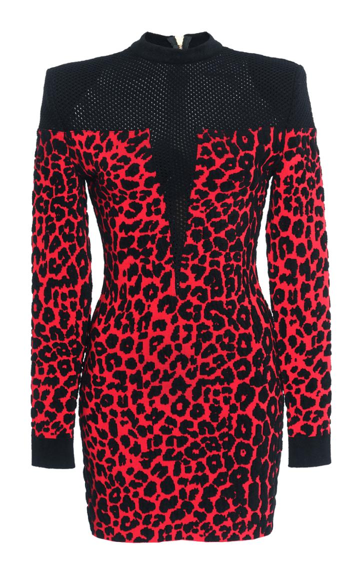 Balmain Mesh Yoke Sheath Dress