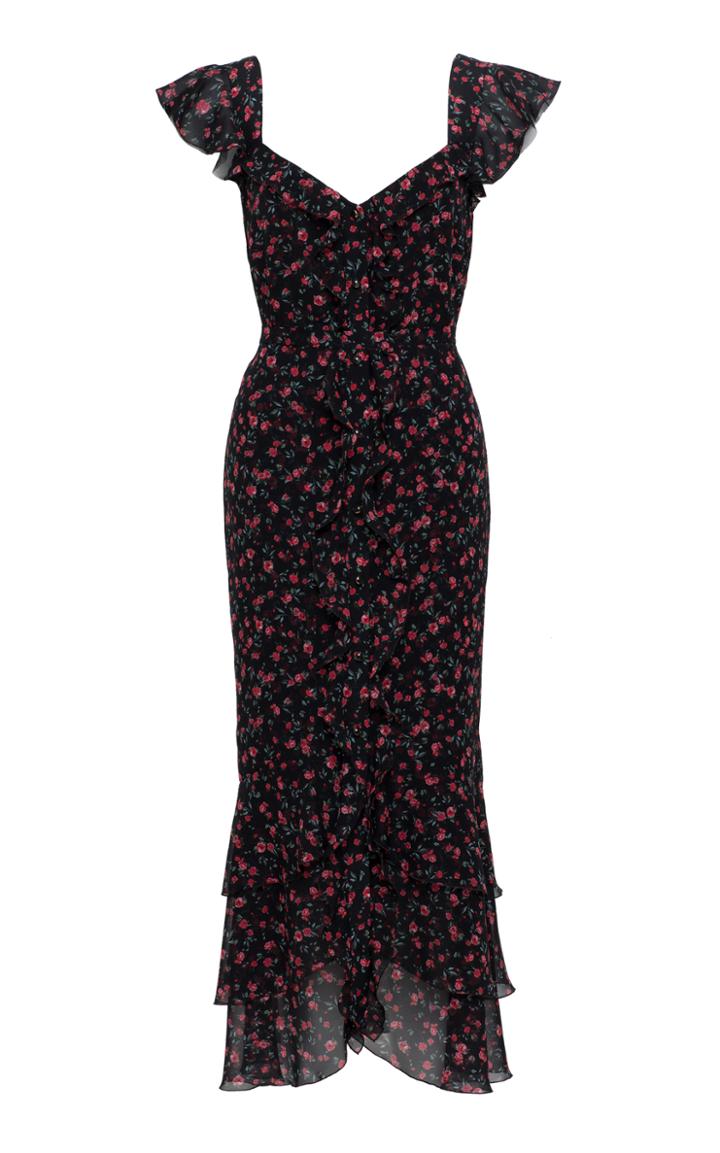 Ulyana Sergeenko Demi Couture Cap Sleeve Floral Dress