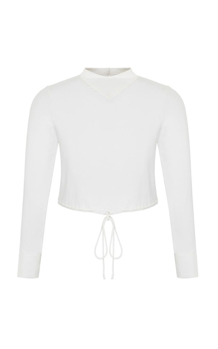 Razan Alazzouni Silk Drawstring Crop Top