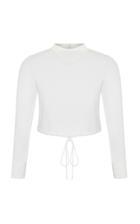 Razan Alazzouni Silk Drawstring Crop Top