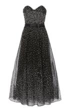 Marchesa Strapless Sequined Tulle Midi Dress
