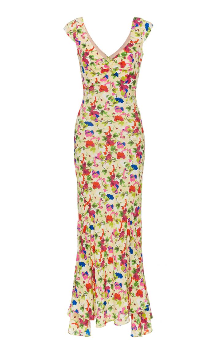 Saloni Daphne Floral-print Silk-chiffon Midi Dress