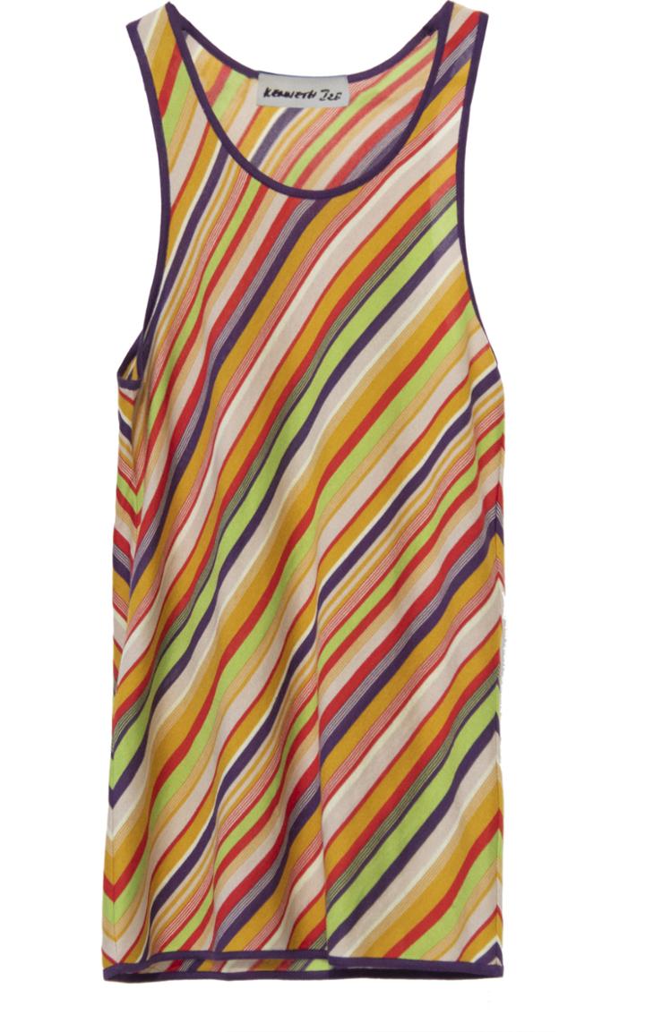 Moda Operandi Kenneth Ize Striped Silk-knit Tank Top