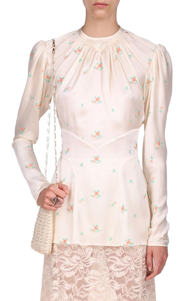 Moda Operandi Paco Rabanne Floral Embroidered Satin Top