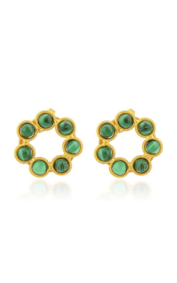 Sylvia Toledano Daisy 22k Gold-plated Brass Malachite Earrings