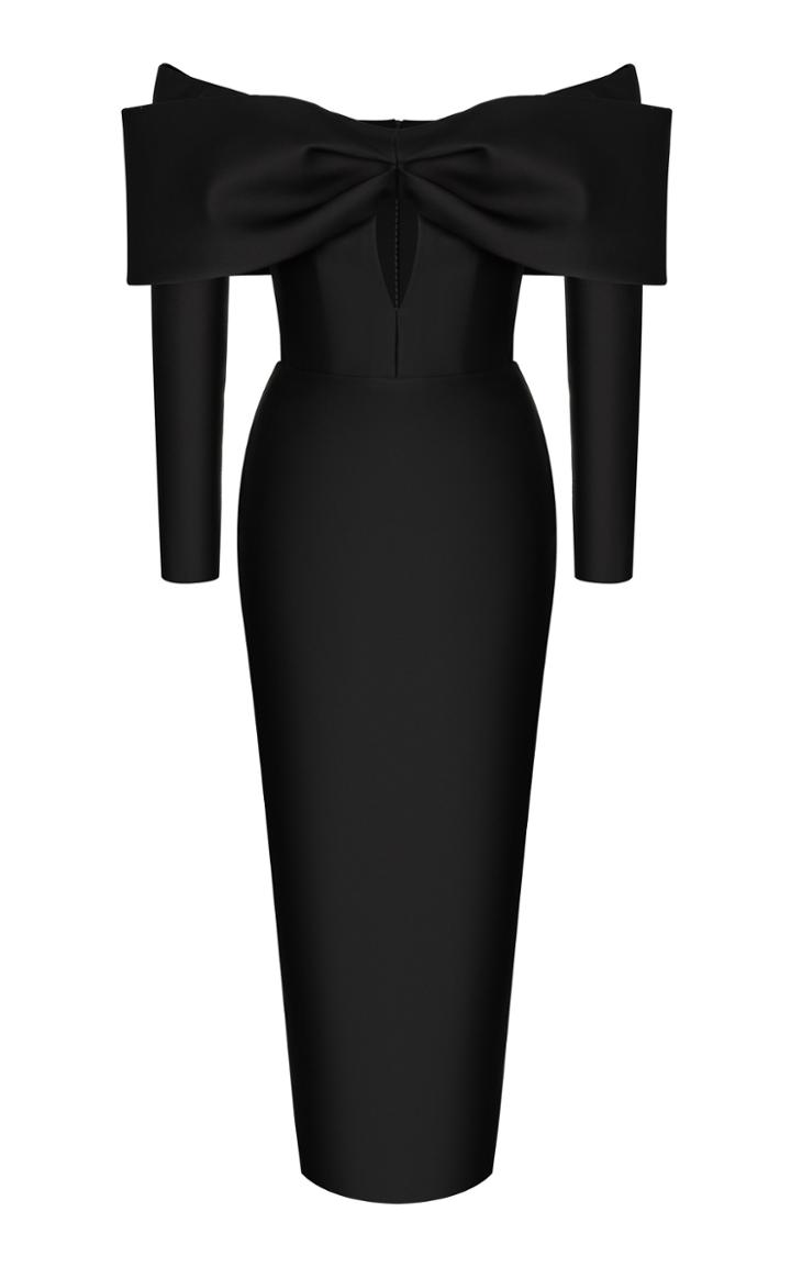 Moda Operandi Rasario Cutout Satin Off-the-shoulder Midi Dress