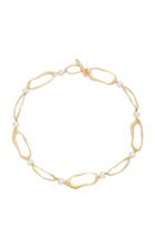 Modern Weaving Gold-plated Bronze And Pearl Necklace