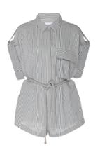 Significant Other Hartley Belted Striped Crepe Playsuit Size: 2