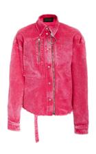 Cdric Charlier Collared Acid-wash Denim Jacket