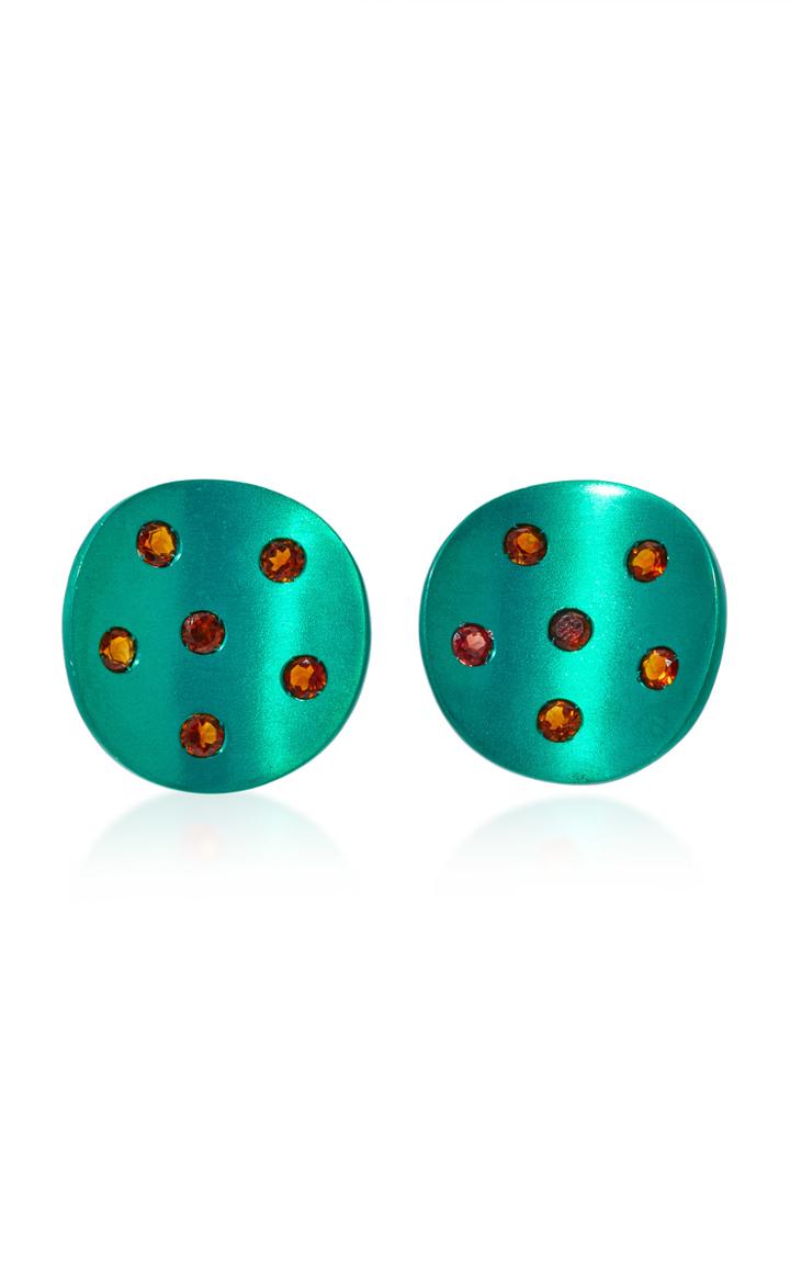 Sabbadini Green Pois Earrings With Yellow Citrine