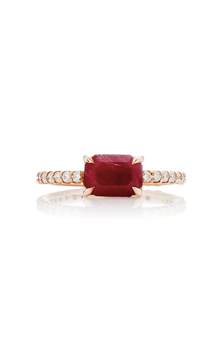 Moda Operandi Shay 18k Rose Gold Ruby Emerald Cut Ring