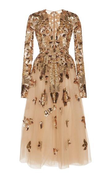 Zuhair Murad Ikebana Embroidered Tulle Midi Dress