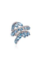 Hueb M'o Exclusive Aquamarine Spiral Diamond Cuff
