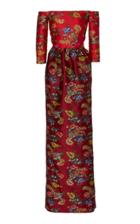 Oscar De La Renta Off-the-shoulder Jacquard Gown