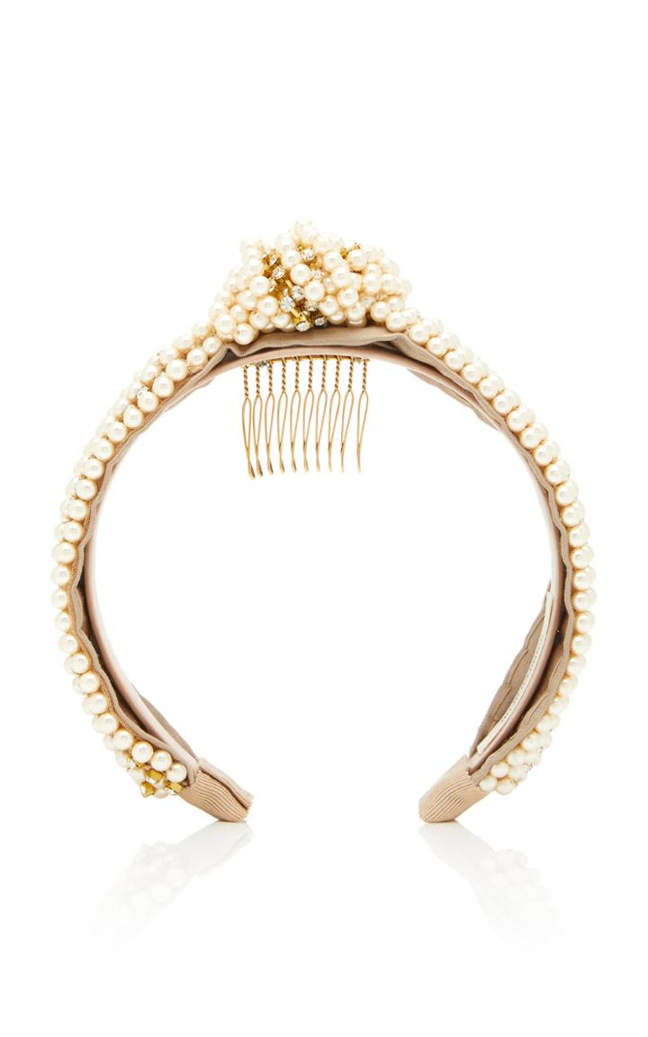 Jennifer Behr Sirene Knotted Crystal And Faux-pearl Headband