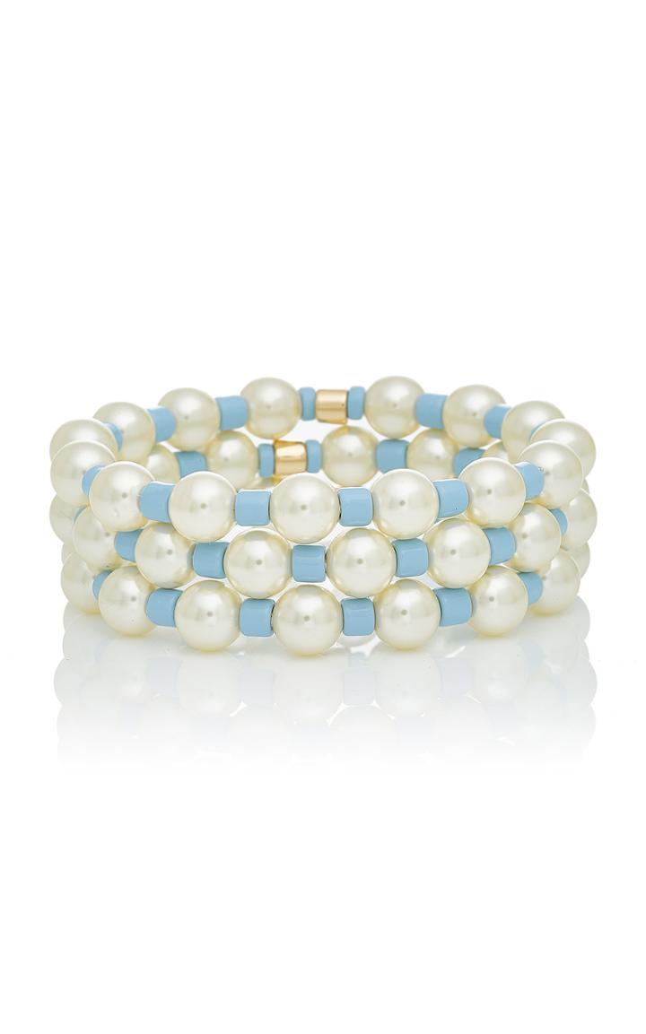Roxanne Assoulin Set Of Three Gold-tone Pearl And Bead Bracelet