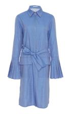 Christina Economou Pleated Bell Sleeve Shirt Dress
