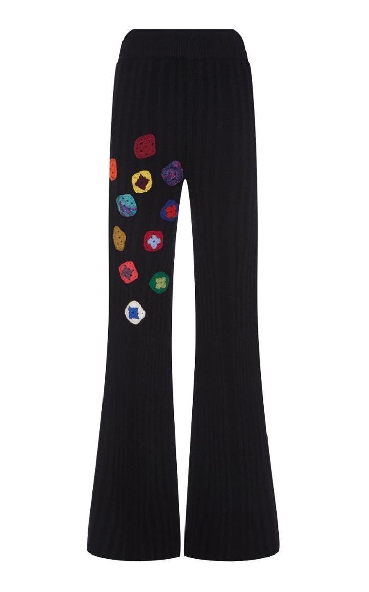 Tuinch Crochet Patch Knit Trousers