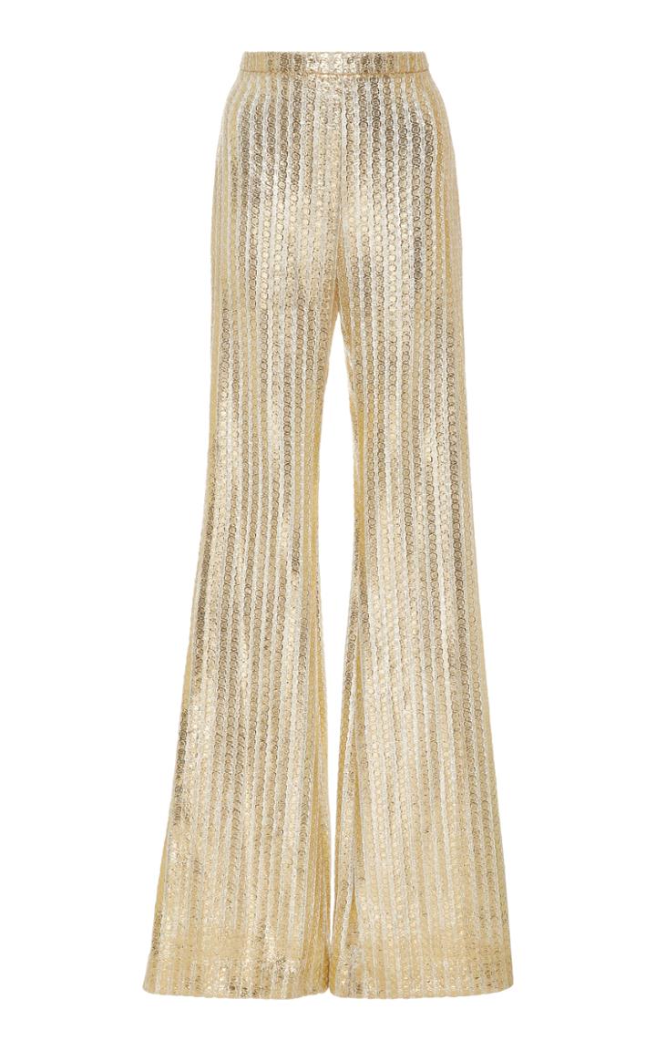 Christian Siriano Metallic Flared Leg Trouser