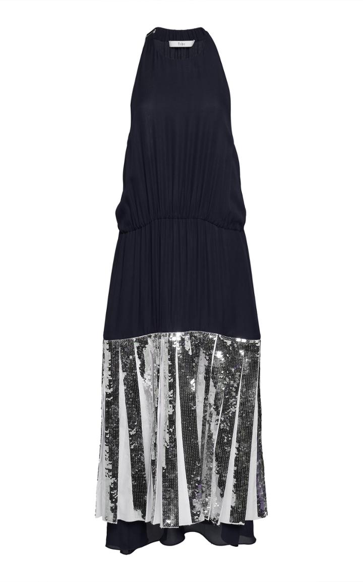Tibi Claude Sequins Layer Halter Dress