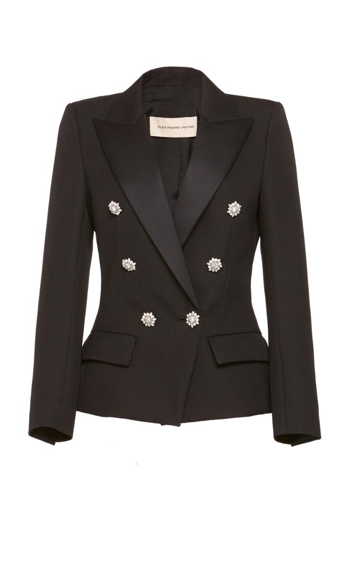 Alexandre Vauthier Embellished Double-breasted Wool-crepe Blazer