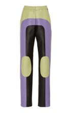 Matriel Faux Leather High Waist Pants W/ Zippers In Multi