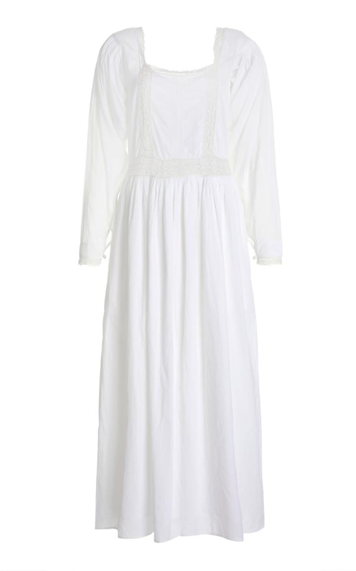 Moda Operandi Mimi Prober Catherine Lace-trimmed Organic Cotton Voile Midi Dress