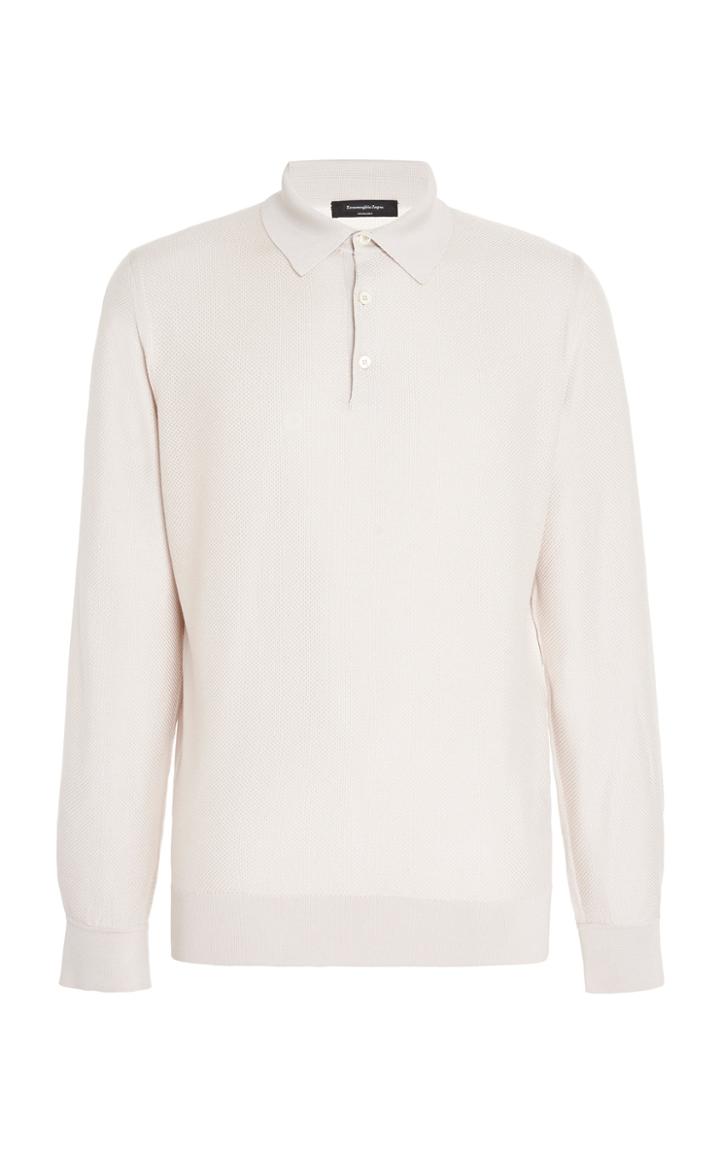 Ermenegildo Zegna Ribbed Silk Collared Sweater