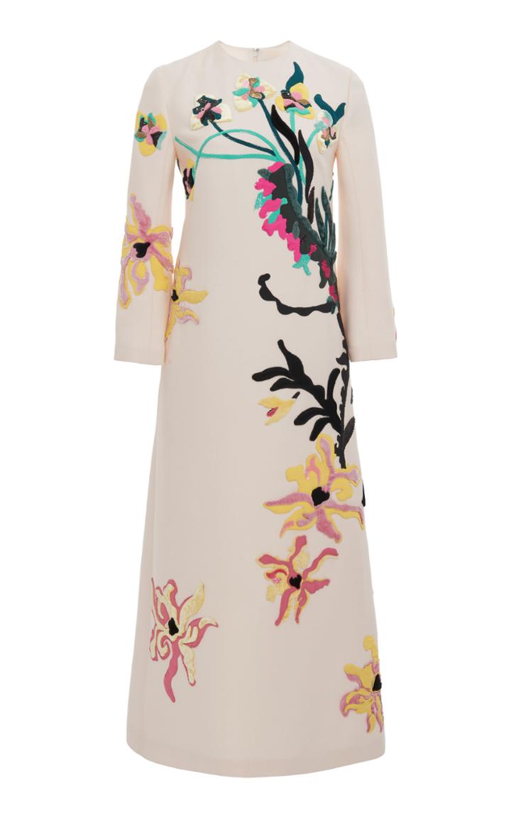 Moda Operandi Valentino Embroidered Midi Dress Size: 36
