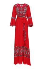 Figue Bijou Embroidered Silk Maxi Dress
